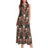 Skull and Flowers Sleeveless Ankle-length Dress - Image 2